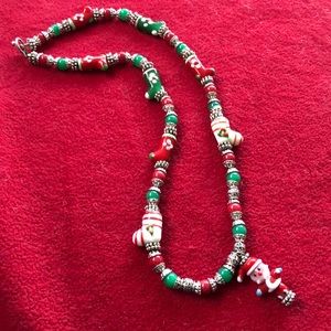 Blown glass Christmas theme necklace
